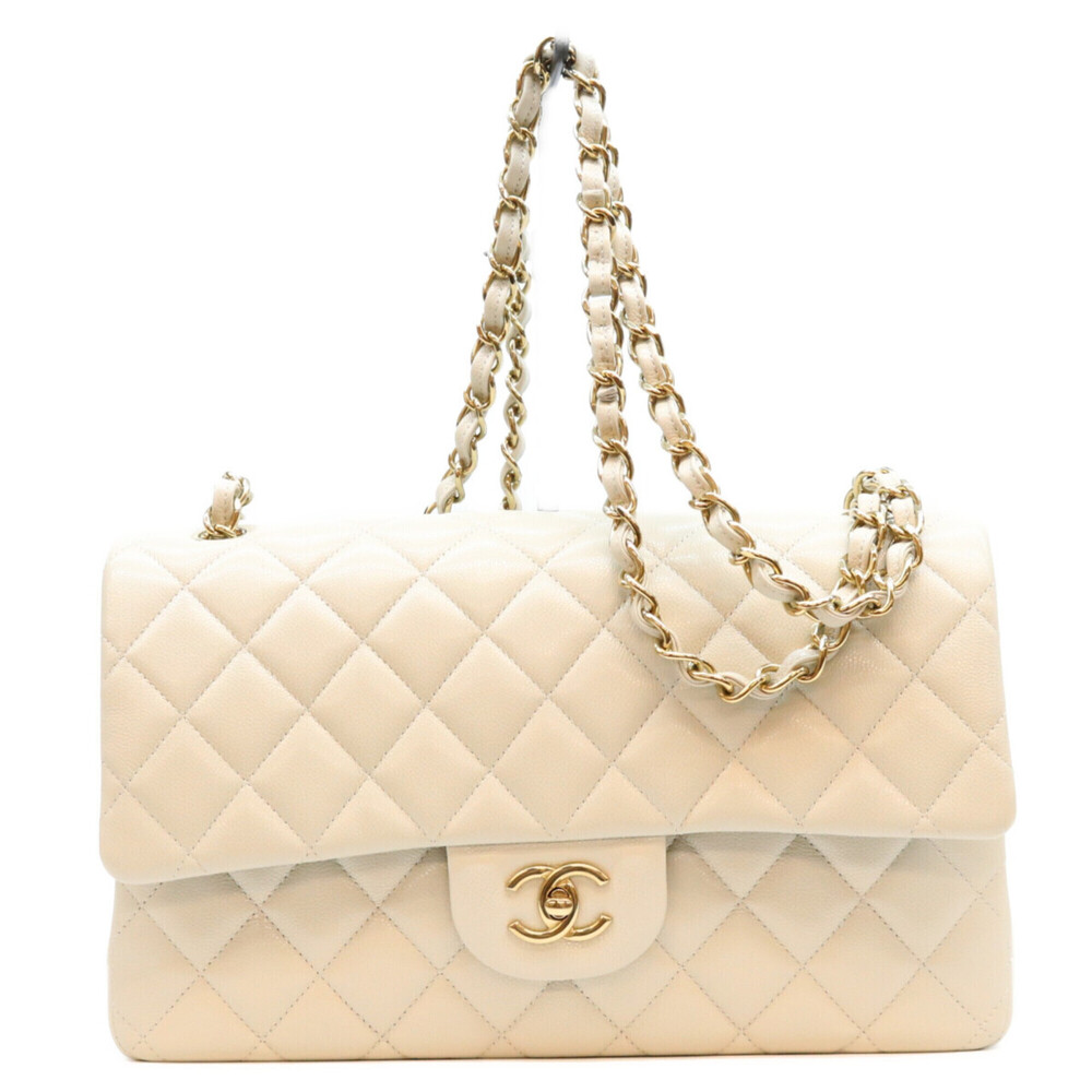 CHANEL A58600 Light Gray Caviar Leather Large Matelassé 30 Shoulder Bag with ...